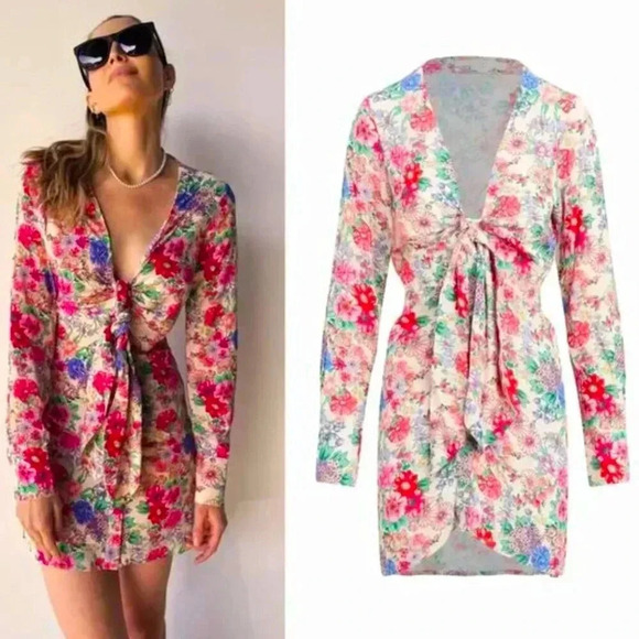 NWT Favorite Daughter The Barely Holding It Together Pink Floral Mini Dress 10 - Picture 1 of 12